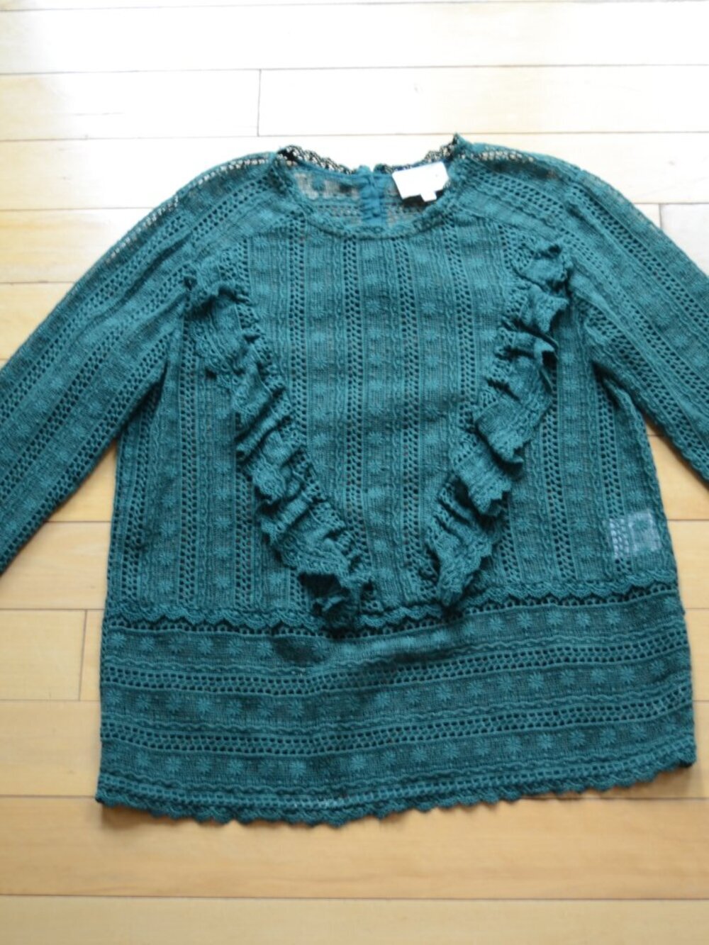 Sezane Madeline Lace Blouse Womens Size 34 Romantic Victorian Ruffle Top - Picture 2 of 15
